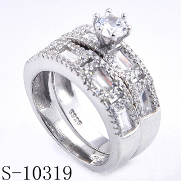 Moda micro pavimentar jóias de prata 925 anel gêmeo com zircônia (s-10319)